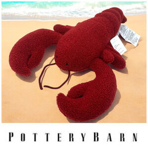 NWT Pottery Barn LARRY the LOBSTER Beachy Coastal Nautical Shaped Pillow NEW